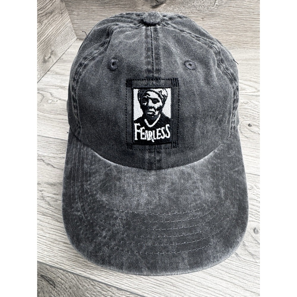 Fearless Embroidered Grey Acid Wash Baseball Cap Hat OSFM